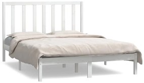 vidaXL Πλαίσιο Κρεβατιού Λευκό 135 x 190 εκ. Μασίφ Πεύκο Double