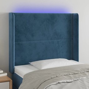 Κεφαλάρι Κρεβατιού LED Σκούρο Μπλε 103x16x118/128 εκ. Βελούδινο 3123954