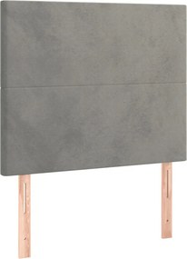 vidaXL Κρεβάτι Boxspring με Στρώμα Ανοιχτό Γκρι 90x200 εκ. Βελούδινο