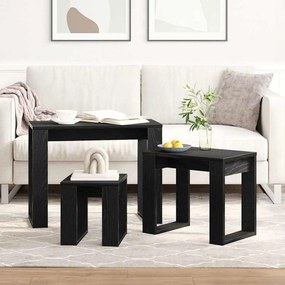 vidaXL Ένθετα τραπέζια 3 pcs Μαύρη Οξυά Επεξεργασμένο ξύλο