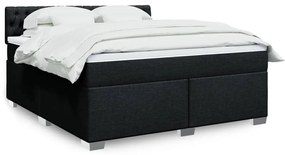 vidaXL Κρεβάτι Boxspring με Στρώμα Μαύρο 180x200 εκ. Υφασμάτινο