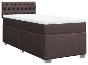 Κρεβάτι Boxspring με Στρώμα Σκούρο Καφέ 90x200 εκ. Υφασμάτινο - Καφέ