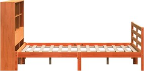 vidaXL Κρεβάτι Βιβλιοθήκη Χωρίς Στρώμα Καφέ 150x200 εκ Μασίφ Πεύκο