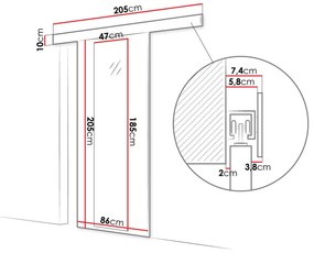 Συρόμενες πόρτες Atlanta 185, 31 kg, Άσπρο, Πλαστικοποιημένη μοριοσανίδα, Καθρέφτης, Αλουμίνιο | Epipla1.gr