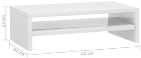 vidaXL Βάση Οθόνης Γυαλιστερό Λευκό 42 x 24 x 13 εκ. από Μοριοσανίδα