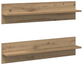 vidaXL Ράφια Τοίχου με ράφι 2 pcs Χειροποίητη δρυς 80 x 11.5 x 18 εκ