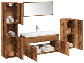 Σετ Επίπλων Μπάνιου 5Τεμαχίων Παλιό Ξύλο από Επεξεργασμένο Ξύλο
