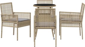 vidaXL Σέτ φαγητού για κήπο 5 pcs Μπεζ συνθετικό ρατάν