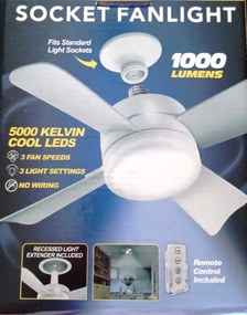 Ανεμιστήρας – λάμπα οροφής λευκή E27 LED 1000 lumens  με τηλεχειριστήριο OEM
