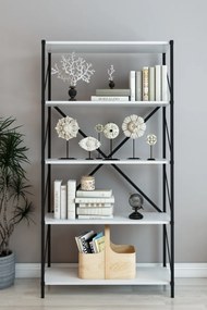 Stewehome Μεταλλική βιβλιοθήκη γραφείου με ράφια 150 cm (Λευκό) 50x24x150 cm