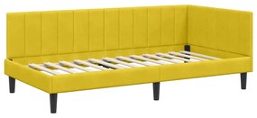 vidaXL Κρεβάτι Γωνίας με κεφαλάρι Κίτρινο 90 x 200 cm Βελούδο