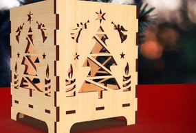 Σετ των 2 Intra απο ξύλο plywood 3mm-4mm πάχος Χριστουγεννιάτικο Κηροπήγιο5 Δίασταση 15x15 cm INTRAFABR-82756777