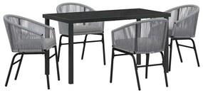 vidaXL Σέτ φαγητού για κήπο 5 pcs Γκρι Πολυ ράταν