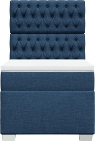 vidaXL Κρεβάτι Boxspring με Στρώμα Μπλε 90x200 εκ.Υφασμάτινο