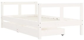 Πλαίσιο Παιδικού Κρεβατιού Συρτάρια Λευκό 80x160εκ. Ξύλο Πεύκου - Λευκό