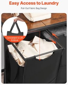 VEVOR 3 Section Laundry Sorter with Pull-Out Bags Metal Frame &amp; Wooden Tabletop