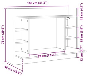 Γραφείο Τοίχου Γκρι Sonoma 105x48x75 εκ. από Επεξεργασμένο Ξύλο - Γκρι