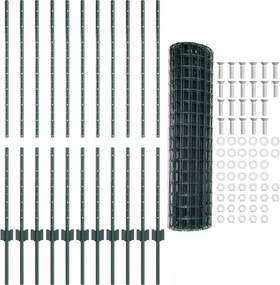 vidaXL Περίφραξη Euro με Στήλη 25 x 1,2 μ PVC-Επικαλυμμένο Ατσάλι