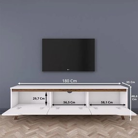 Έπιπλο τηλεόρασης Kasandra λευκό-καρυδί 180x35x48,5εκ 180x35x48.5 εκ.