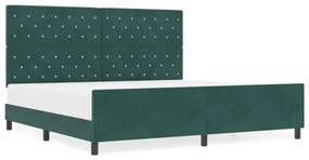 vidaXL Κρεβάτι Σκελετός Σκούρο Πράσινο 200x200 εκ. Βελούδο