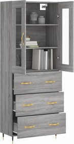 vidaXL Ντουλάπι Γκρι Sonoma 69,5 x 34 x 180 εκ. Επεξεργασμένο Ξύλο