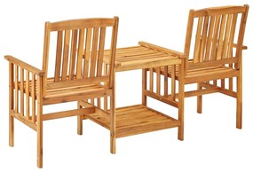 vidaXL Καρέκλες Κήπου Με Τραπέζι από Μασίφ Ξύλο Ακακίας και Μαξιλάρια