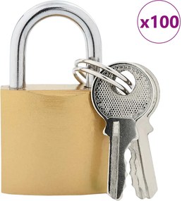 vidaXL Κλειδαριά U με Κλειδιά 100 pcs Ορείχαλκος Σίδερο