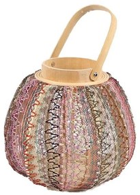 Φανάρι LAF115 26X23cm Pink Espiel Wood, Fabric
