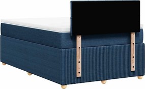 vidaXL Κρεβάτι Boxspring με Στρώμα Μπλε 120x190 εκ. Υφασμάτινο