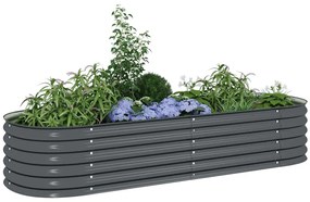 vidaXL Ζαρντινιέρα Υπερυψωμένη Γκρι 240x80x44 εκ. Γαλβανισμ. Χάλυβας