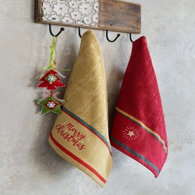 Πετσέτες Χριστουγεννιάτικες Christmas Star (Σετ 2τμχ) Red Nima Towels Set 40x60cm