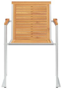 vidaXL Καρέκλες Κήπου 2 τεμ. από Μασίφ Ξύλο Teak/Ατσάλι με Μαξιλάρια