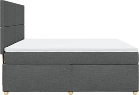 vidaXL Κρεβάτι Boxspring με Στρώμα Σκούρο Γκρι 180x200 εκ Υφασμάτιν