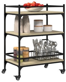 Τρόλεϊ Κουζίνας Sonoma Δρυς 65x40x86,5 εκ. Επεξεργασμένο Ξύλο - Καφέ