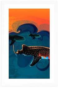 Αφίσα με παρπαστού Θάλασα γεμάτη ψάρια - 40x60 white