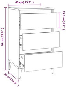 Κομοδίνο Καπνιστή Δρυς 40 x 35 x 70 εκ. από Επεξεργασμένο Ξύλο - Καφέ