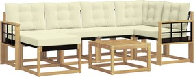 vidaXL Σειρά Καναπέ Εξωτερικού με μαξιλάρι 7 pcs Λευκό και Κρεμ