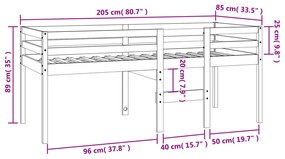 ΚΡΕΒΑΤΙ ΥΠΕΡΥΨΩΜΕΝΟ ΚΑΦΕ ΚΕΡΙΟΥ 80X200ΕΚ. ΑΠΟ ΜΑΣΙΦ ΞΥΛΟ ΠΕΥΚΟΥ 844482