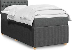 vidaXL Κρεβάτι Boxspring με Στρώμα Σκούρο Γκρι 100x200 εκ. Υφασμάτινο