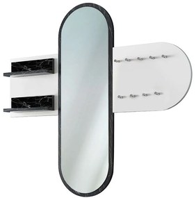 Κρεμάστρα - Καθρέπτης 893RAN4925 125x12x120cm Marble Effect Black-White Μοριοσανίδα, Μελαμίνη