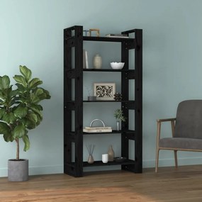 vidaXL Βιβλιοθήκη/Διαχωριστικό Χώρου Μαύρο 80x35x160 εκ. Μασίφ Ξύλο