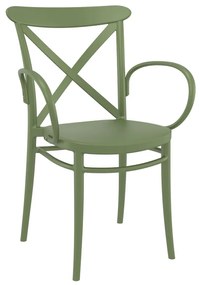 Πολυθρόνα Στοιβαζόμενη CROSS Olive Green PP 57x51x87cm