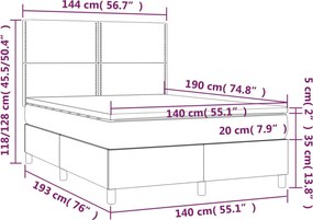 vidaXL Κρεβάτι Boxspring με Στρώμα Μαύρο 140x190 εκ. Βελούδινο
