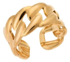 Δαχτυλίδι Senza Gold Plated Steel, με άνοιγμα και σχέδιο αλυσίδας