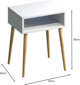 Κομοδίνο Fiona Megapap χρώμα λευκό 45x30x58εκ.