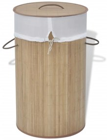 vidaXL 242723  Bamboo Laundry Bin Round Natural
