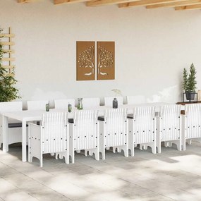 vidaXL Σέτ φαγητού για κήπο 13 pcs Λευκό Rattan Polt