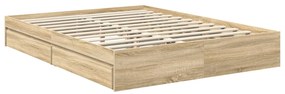 vidaXL Κρεβάτι Αποθήκης Δρύς Sonoma 150 x 200 cm Επεξεργασμένο ξύλο
