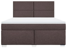 Κρεβάτι Boxspring με Στρώμα Σκούρο Καφέ 180x200 εκ Υφασμάτινο - Καφέ