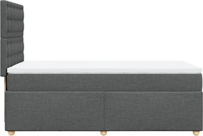 vidaXL Κρεβάτι Boxspring με Στρώμα Σκούρο Γκρι 100x200 εκ. Υφασμάτινο